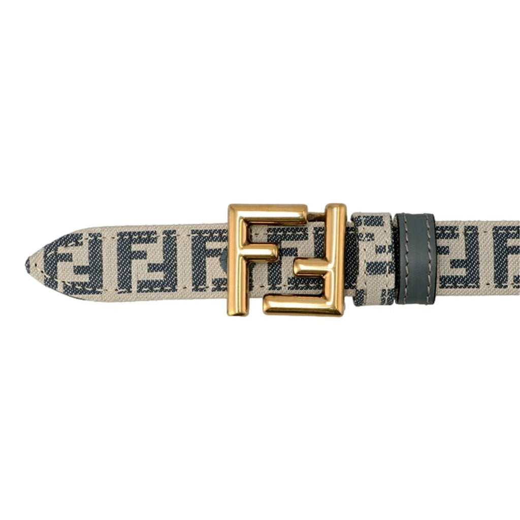 New Fendi FF Buckle Reversible Slim Gray Belt