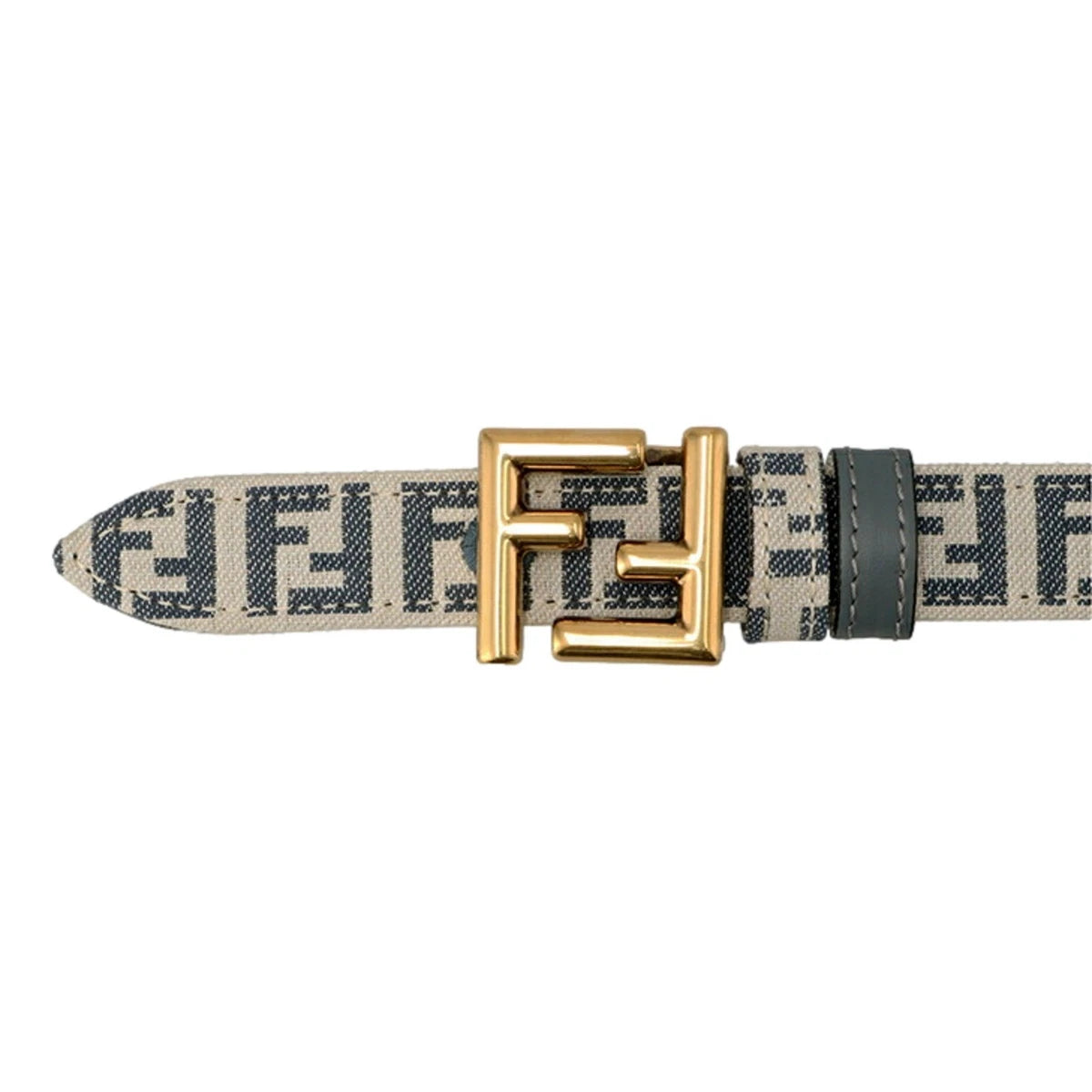 New Fendi FF Buckle Reversible Slim Gray Belt