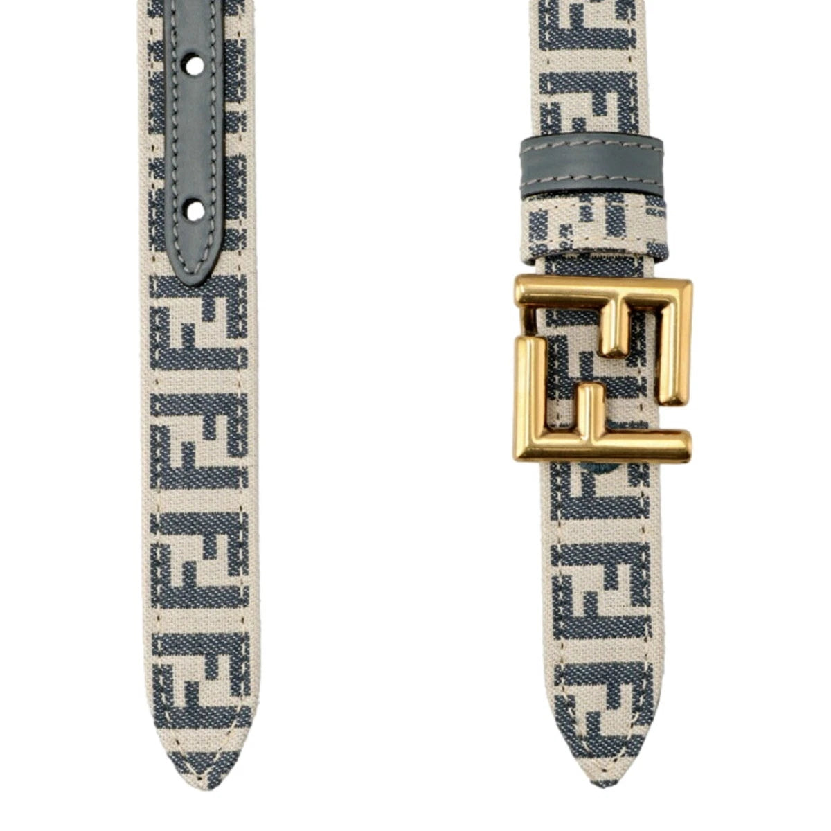 New Fendi FF Buckle Reversible Slim Gray Belt